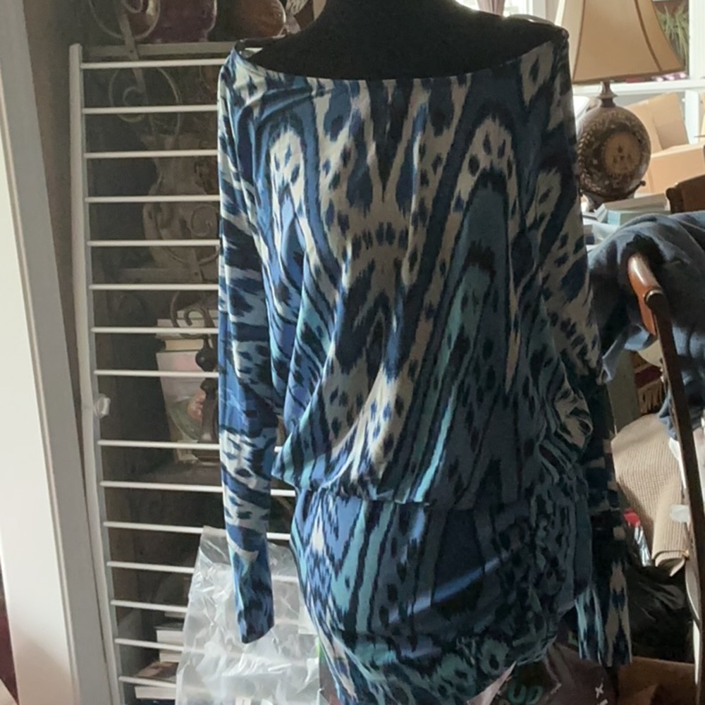 Boston Proper Blue Relaxed Long Sleeve Tunic